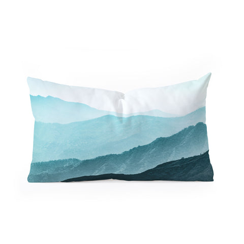 Nature Magick Teal Smoky Mountains Oblong Throw Pillow