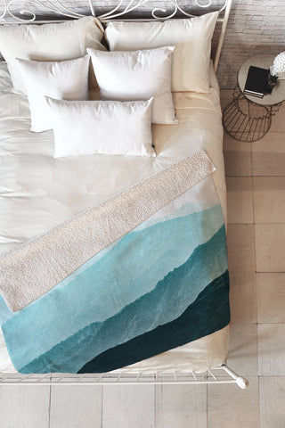 Nature Magick Teal Smoky Mountains Fleece Throw Blanket