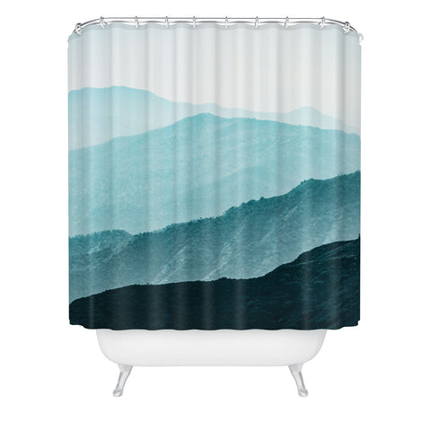 Nature Magick Teal Smoky Mountains Shower Curtain