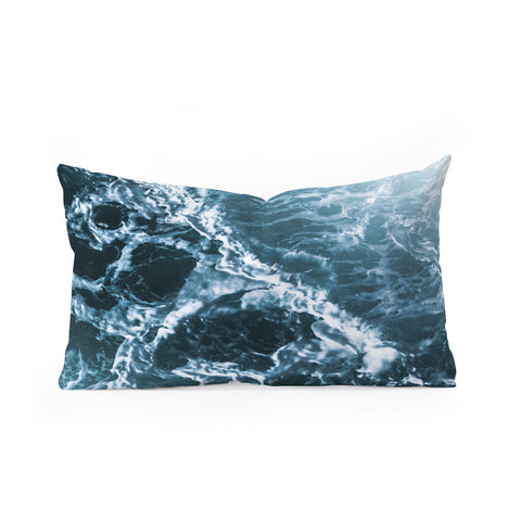 Nature Magick Teal Waves Oblong Throw Pillow