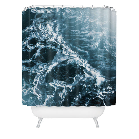 Nature Magick Teal Waves Shower Curtain