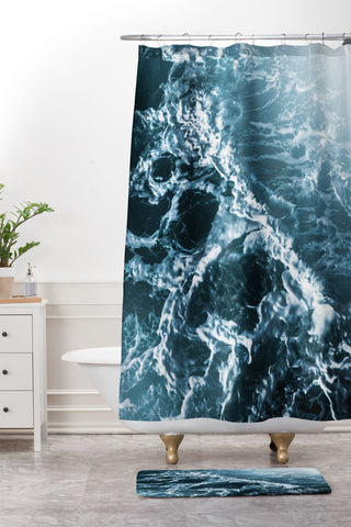 Nature Magick Teal Waves Shower Curtain And Mat