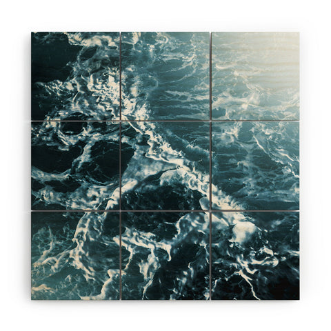 Nature Magick Teal Waves Wood Wall Mural