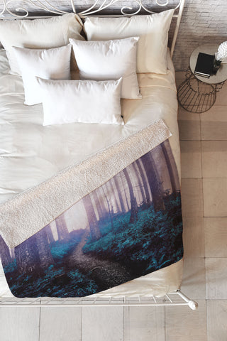 Nature Magick Turquoise Forest Adventure Fleece Throw Blanket