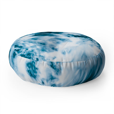 Nature Magick Turquoise Waves Floor Pillow Round