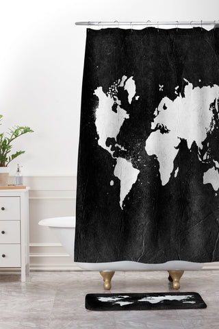 Nature Magick Vintage World Map Shower Curtain And Mat