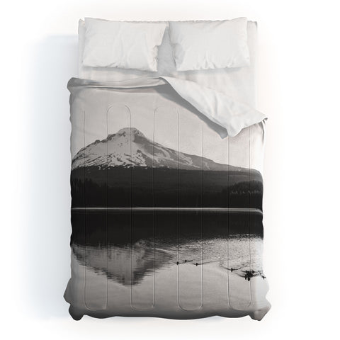 Nature Magick Wild Mountain Sunrise Black and White Comforter