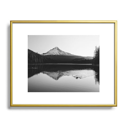 Nature Magick Wild Mountain Sunrise Black and White Metal Framed Art Print