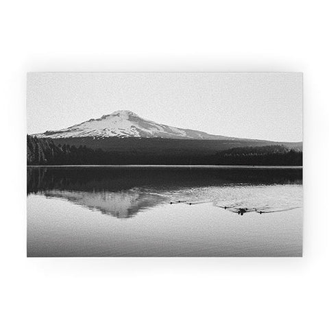 Nature Magick Wild Mountain Sunrise Black and White Welcome Mat