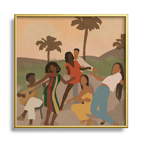 nawaalillustrations Black joy Metal Square Framed Art Print