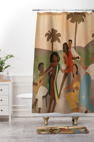 nawaalillustrations Black joy Shower Curtain And Mat