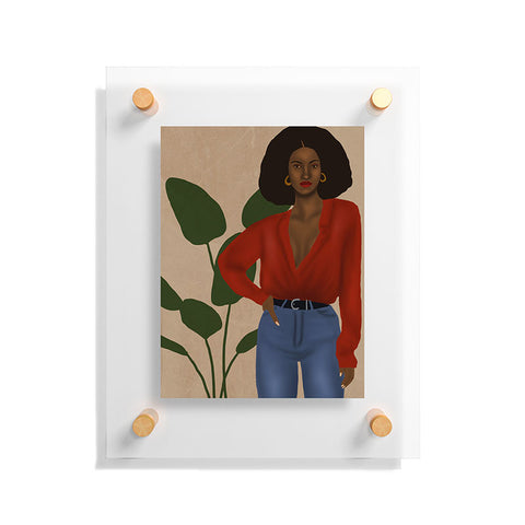 nawaalillustrations girl in red Floating Acrylic Print