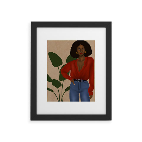 nawaalillustrations girl in red Framed Art Print