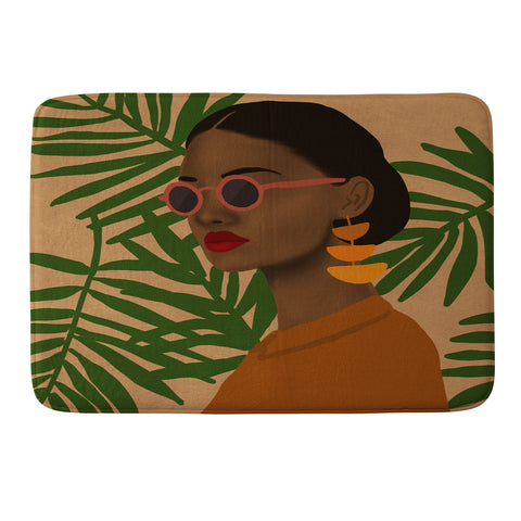 nawaalillustrations girl in shades Memory Foam Bath Mat