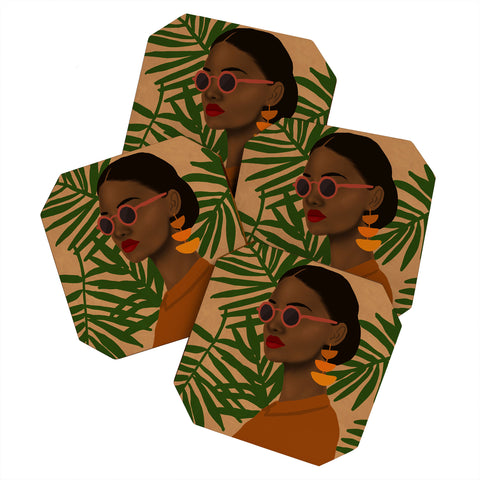 nawaalillustrations girl in shades Coaster Set
