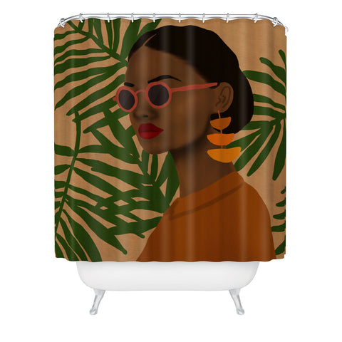 nawaalillustrations girl in shades Shower Curtain