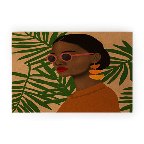 nawaalillustrations girl in shades Welcome Mat