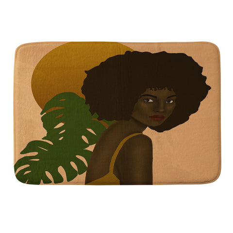 nawaalillustrations girl in the sun Memory Foam Bath Mat