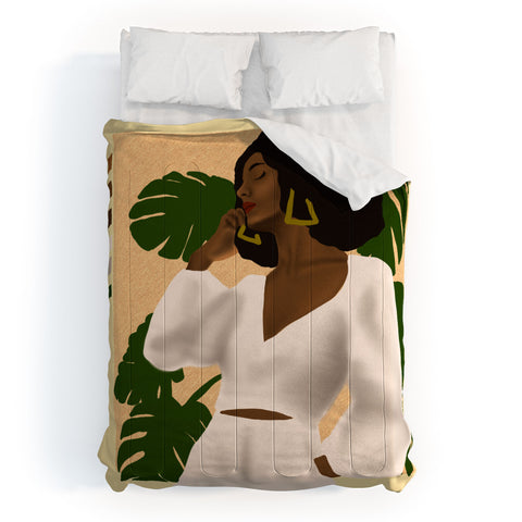 nawaalillustrations girl in white Comforter