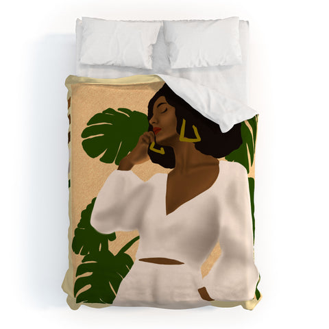 nawaalillustrations girl in white Duvet Cover