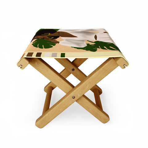 nawaalillustrations girl in white Folding Stool