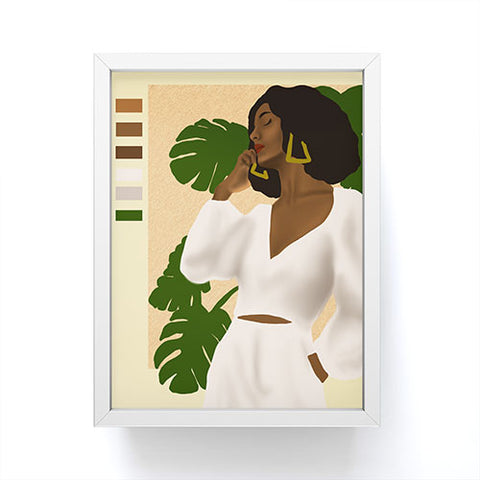 nawaalillustrations girl in white Framed Mini Art Print