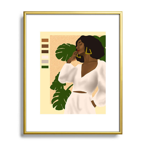nawaalillustrations girl in white Metal Framed Art Print