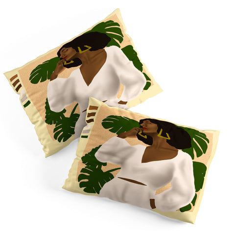 nawaalillustrations girl in white Pillow Shams