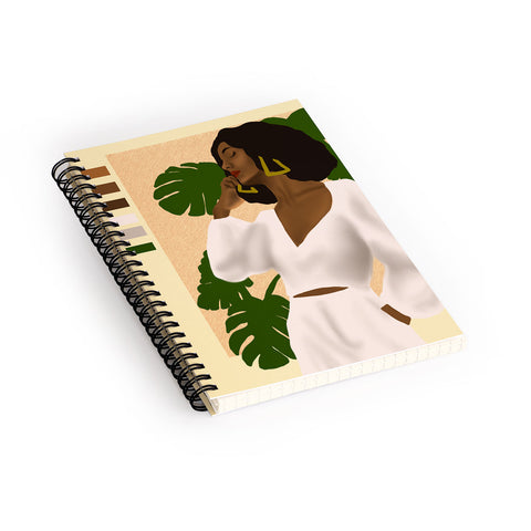 nawaalillustrations girl in white Spiral Notebook