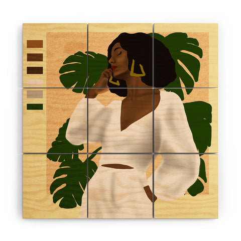 nawaalillustrations girl in white Wood Wall Mural