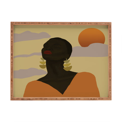 nawaalillustrations Head in Space Rectangular Tray