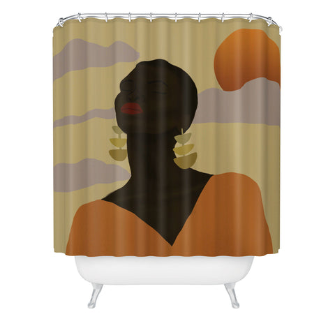 nawaalillustrations Head in Space Shower Curtain