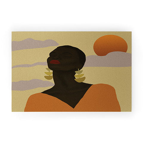 nawaalillustrations Head in Space Welcome Mat