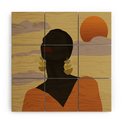 nawaalillustrations Head in Space Wood Wall Mural