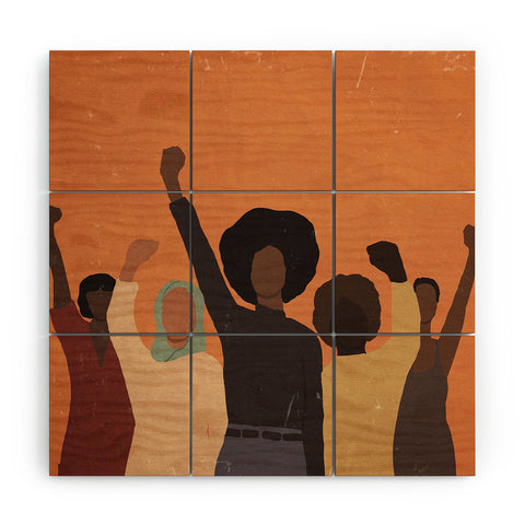 nawaalillustrations Power to the people Wood Wall Mural