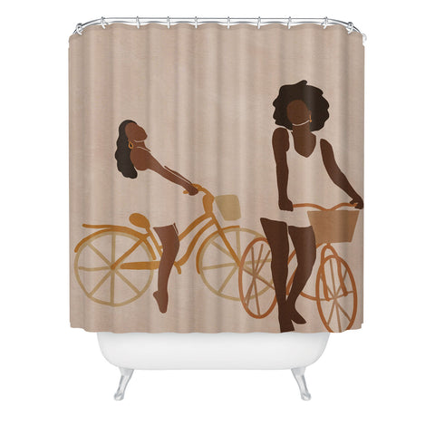 nawaalillustrations Sunday morning minimal Shower Curtain