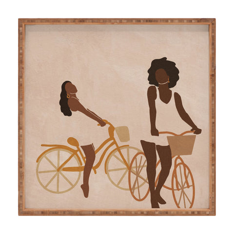 nawaalillustrations Sunday morning minimal Square Tray