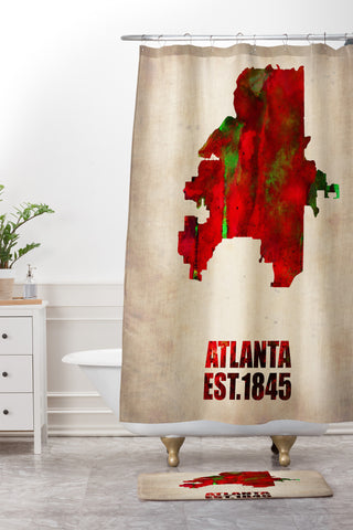 Naxart Atlanta Watercolor Map Shower Curtain And Mat