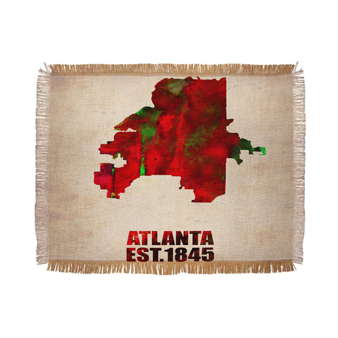 Naxart Atlanta Watercolor Map Throw Blanket