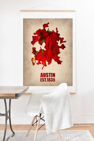 Naxart Austin Watercolor Map Art Print And Hanger