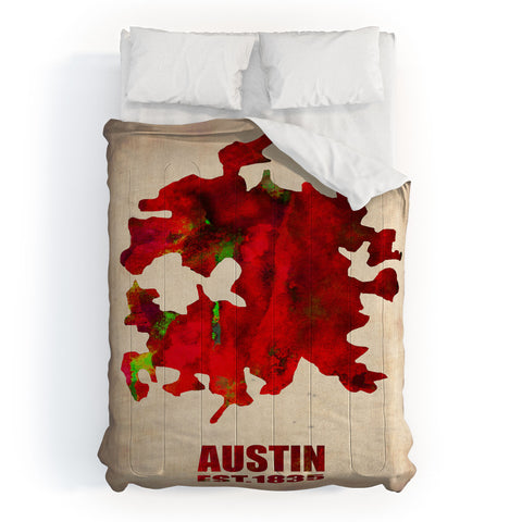Naxart Austin Watercolor Map Comforter