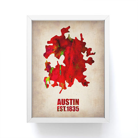 Naxart Austin Watercolor Map Framed Mini Art Print