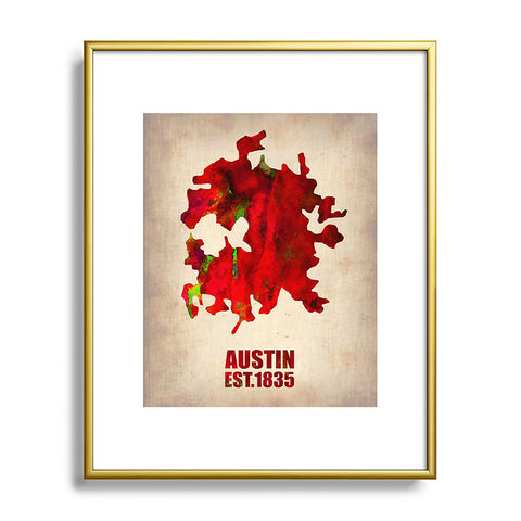 Naxart Austin Watercolor Map Metal Framed Art Print