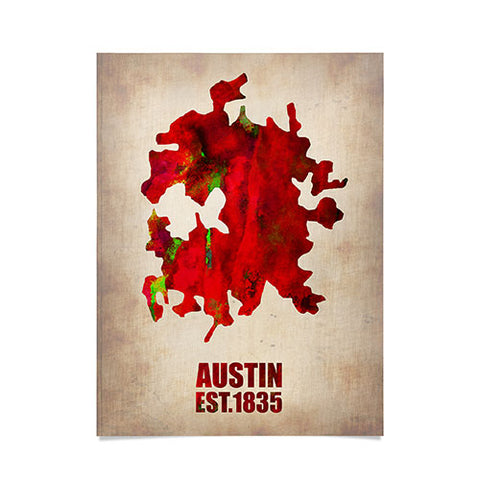 Naxart Austin Watercolor Map Poster