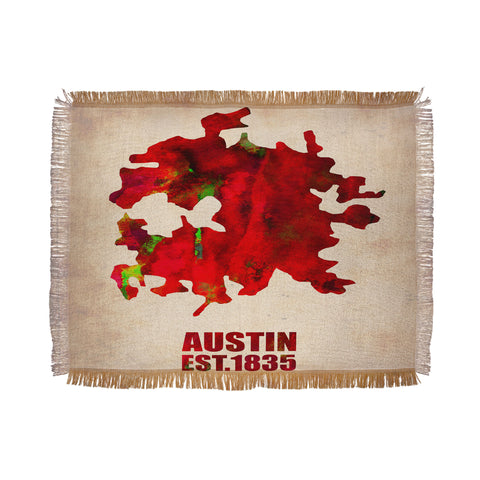 Naxart Austin Watercolor Map Throw Blanket