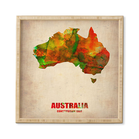 Naxart Australia Watercolor Map Framed Wall Art