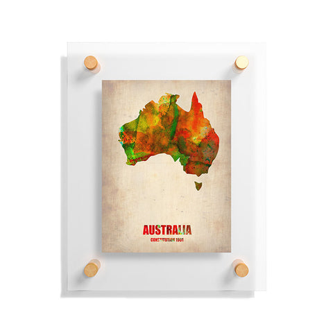 Naxart Australia Watercolor Map Floating Acrylic Print