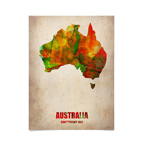 Naxart Australia Watercolor Map Poster