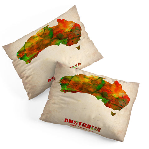 Naxart Australia Watercolor Map Pillow Shams