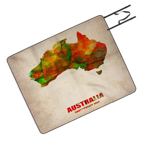 Naxart Australia Watercolor Map Picnic Blanket